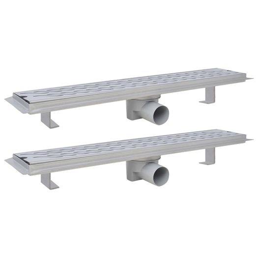Linear Shower Drain 2 pcs Wave 630x140 mm Stainless Steel