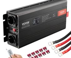 Pure Sine Wave Inverter, 3000 Watt, DC 12V to AC 230V Power Inverter with 2 AC Outlets 2 USB Port 1 Type-C Port, LCD Display and Remote Controller for Large Home Appliances, CE FCC Certified