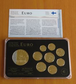 Finland euro coins set 24k Gold plated & Rhodium gilt Finnish medal limited edition