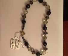 Amethyst, Lemon quartz & Smokey quartz necklace
