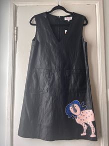 Joanne Hynes Black Leatherette Tiger Lady Dress