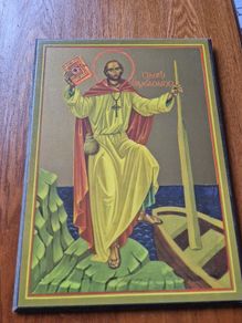 Vintage Icon of St Brendan the Navigator. Religious.