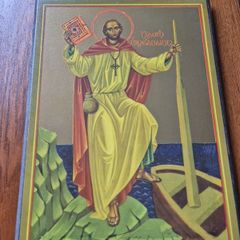 Vintage Icon of St Brendan the Navigator. Religious.