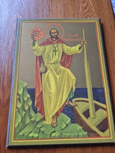 Vintage Icon of St Brendan the Navigator. Religious.