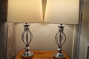 Table Lamps large size set of two stainless steel with led bulbs