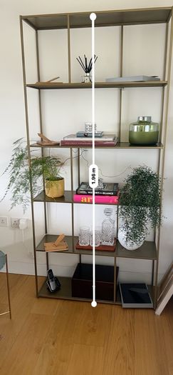 Brass effect shelf unit