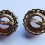 Vintage  Sterling Silver 925 Gold Plated Moonstone agate Earrings 2,6g Image 8