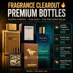 Fragrance Clearout Bundle - Loewe 7 Cobalt  Lattafa Kingdom  Pacific Aura  Qaed Al Fursan