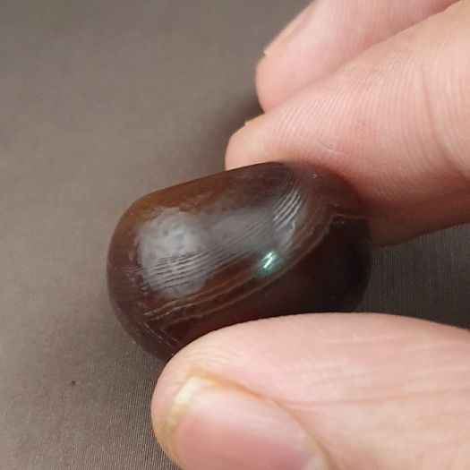 Vintage Natural Pattern Sulemani Tire Shape Agate Bead Amulet