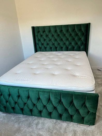 Brand New  Double Frame Beds Available With Optional Ottoman Storage & Tufted Memory Foam Mattresses