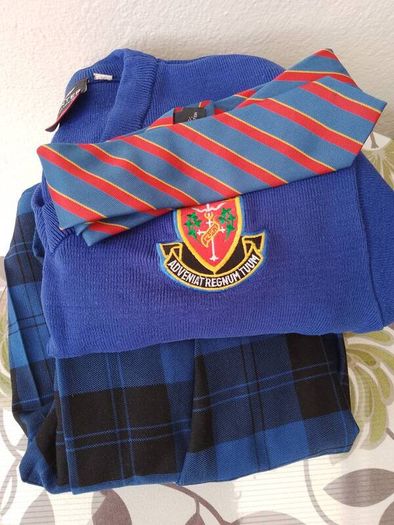 St Vincents, Dundalk - uniform jumper, skirt, tie for 1st year, VGC