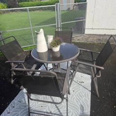 Garden Table & 4 Folding Chairs
