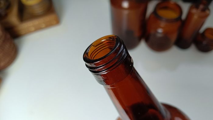 436 - Set of 5 Vintage Amber Glass Collectible Decorative Bottles