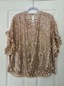 River Island Blush Pink Sequin Blouse- Size M