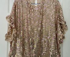 River Island Blush Pink Sequin Blouse- Size M