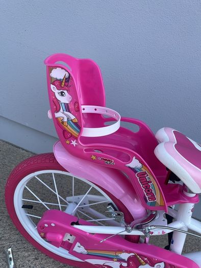 Girls 16" Unicorn Bike with stabilisers, by Dino Bikes
