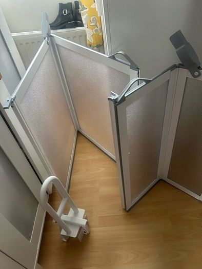 Folding shower screen, and safety grab bar