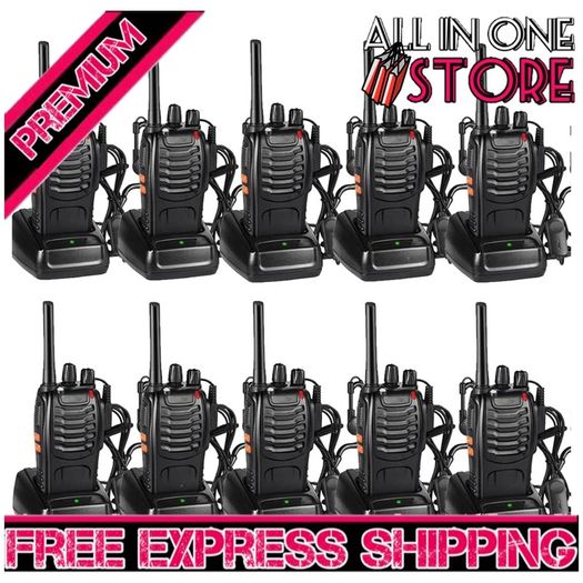 10pcs Two-Way Radio Walkie Talkies-Long Range Walkie Talkie 16CH Single Band LED Light Voice Prompt with Original Earpieces (FREE SHIPPING)