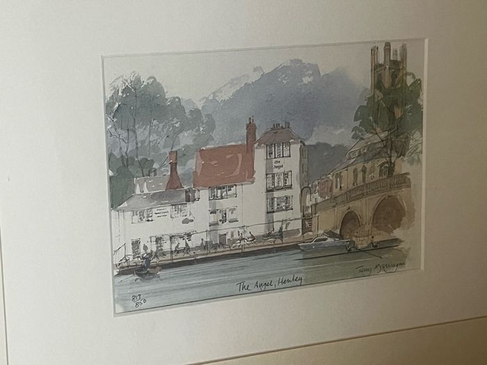 Terry McKivragan RI Limited Edition Framed Print 'The Angel, Henley' (88/850)