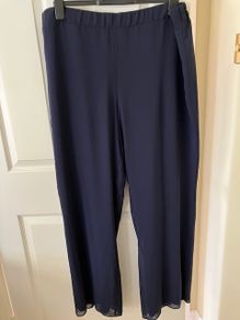 Lizabella Navy Dressy Trousers with Chiffon Overlay - size 22