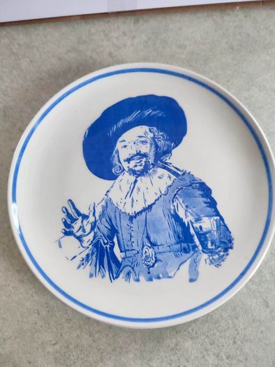 Vintage Delfts Blauw Royal G Wall Plate, The Merry Drinker Frans Hals Portrait, Wall Hanging, Decorative Delftware, Blue and White