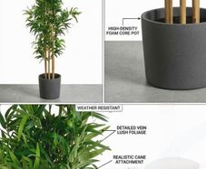 QUICK SALE (Moving out SALE) - Large Faux Bamboo Plant & Grey Floor Vase (Dublin 13)
