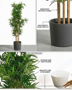 QUICK SALE (Moving out SALE) - Large Faux Bamboo Plant & Grey Floor Vase (Dublin 13)