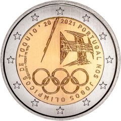 Portugal 2 Euro Commemorative Coin 2021 - The Summer Olympic Games 2021. UNCIRCULATED.