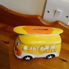 Ceramic Volkswagen Camper Money Box
