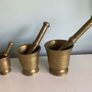 Trio of vintage heavy Brass mortar and Pestle Image 2