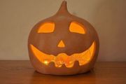 Medium size ceramic LED Halloween pumpkin