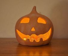 Medium size ceramic LED Halloween pumpkin