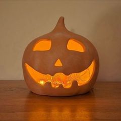 Medium size ceramic LED Halloween pumpkin