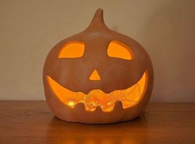 Medium size ceramic LED Halloween pumpkin