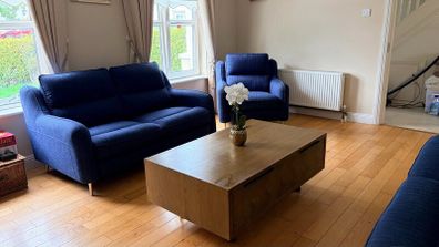 Navy 3 Seater, 2 Seater and Armchair for sale