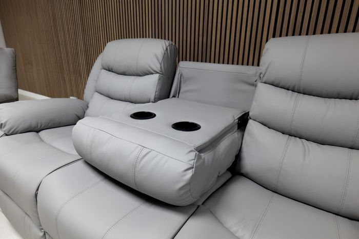 Roma recliner Sofa light Grey leather
