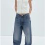Zara Mid-Waist Straight-Leg Jeans in a gorgeous washed blue denim.  Size 42 UK 14 Image 2