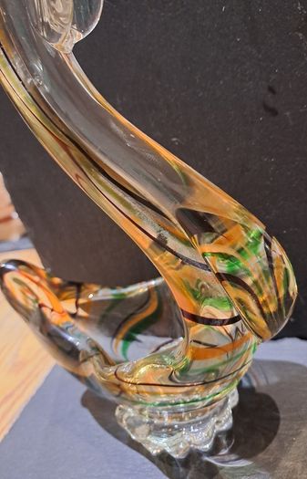 Vintage Heavy Art Glass Chicken Bowl