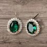18k Gold Vermeil Colombian Emerald Halo Earrings Image 4