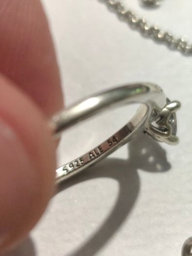 Pandora silver set necklace ring charm