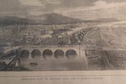 Vintge Framed Print Of Bird's Eye View Of Belfast From Above Queen's Bridge