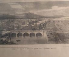 Vintge Framed Print Of Bird's Eye View Of Belfast From Above Queen's Bridge