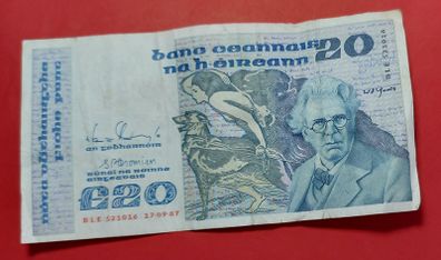 Irish 1987  "YEATS" Twenty pound note in .Fine condition