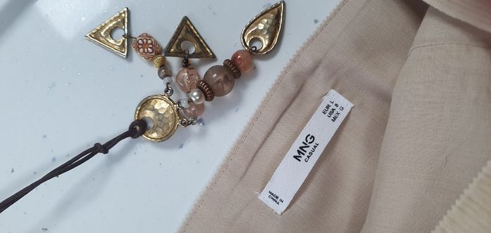 MANGO beige cord pinafore with pockets Sz L (12-14)