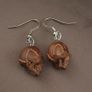 Vintage Carved Skull Shape Wood & brass Earings Image 7