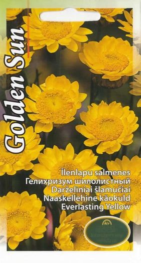 (S) Strawflower Everlasting Yellow Golden Sun seeds 0.1g (415120)
