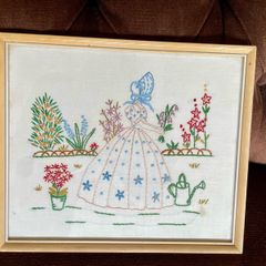 Vintage 20th Century Embroidered Nursery Picture