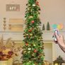 6FT/1.8M Pop Up Tinsel Christmas Tree with 100 Timer Lights & Remote, Collapsible Artificial Pencil Tree Xmas Decoration for Home, Office, Party, USB Powered, Easy Assembly Image 2