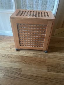 Wooden Laundry Hamper on Wheels as New