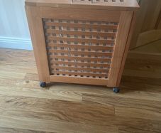 Wooden Laundry Hamper on Wheels as New